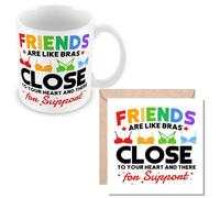 MUGGZ Mug & Card Gift for Friend - Friends are Like Bras - Giftset - Made in The UK