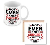 MUGGZ Mug & Card Gift for Knee Replacement Surgery - Not Even Knee Surgery Can Stop Me - Giftset - Made in The UK