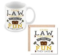 MUGGZ Mug & Card Gift for Lawyer - Study Law They Said It'll Be Fun They Said - Giftset - Made in The UK