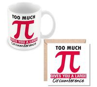 MUGGZ Mug & Card Gift for Maths Teacher/Student - Too Much (Pie) Gives You A Large Circumference - Giftset - Made in The UK