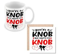 MUGGZ Mug & Card Gift for Partners/Spouse/Couples - You're A Knob But You're My Knob - Giftset - Made in The UK