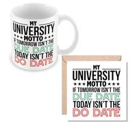 MUGGZ Mug & Card Gift for Student - My University Motto - If Tomorrow Isn't The Due Date, Today Isn't The Do Date - Giftset - Made in The UK