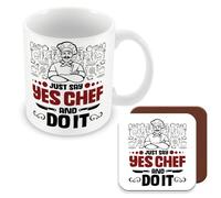 MUGGZ Mug & Coaster Gift for Chef/Cook - Just Say Yes Chef and Do It - Giftset - Made in The UK