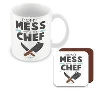 MUGGZ Mug & Coaster Gift for Cook/Chef - Don't Mess with The Chef - Giftset - Made in The UK