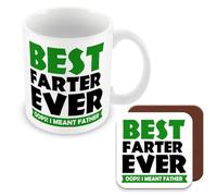 MUGGZ Mug & Coaster Gift for Dad - Best Farter Ever I Meant Father - Giftset - Made in The UK