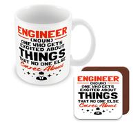 MUGGZ Mug & Coaster/Gift for Engineers - Funny Engineer Definition - Giftset - Made in The UK