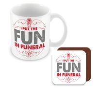 MUGGZ Mug & Coaster Gift for Funeral Workers - I Put The Fun in Funeral - Giftset - Made in The UK