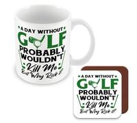 MUGGZ Mug & Coaster Gift for Golfer/Golf - A Day Without Golf - Giftset - Made in The UK