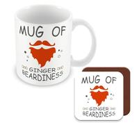 MUGGZ Mug & Coaster Gift for Man with Ginger Beard - Mug & Coaster of Ginger Beardiness - Giftset - Made in The UK
