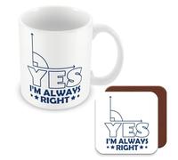 MUGGZ Mug & Coaster Gift for Maths Teacher/Student - Yes I'm Always Right. - Giftset - Made in The UK