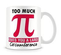 MUGGZ Mug Gift for Maths Teacher/Student - Too Much (Pie) Gives You A Large Circumference - Custom Funny Coffee Mug - Unique Gift for Friends & Family