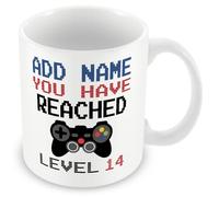 MUGGZ MUGZ Personalised 14th Birthday Gamer Mug - Level 14 - Add Name