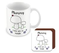 MUGGZ - Mummy I Love You So MUSH - Mug & Coaster - Cute Mushroom Mummy Mug - Gift for Mum - Mum 1 Child