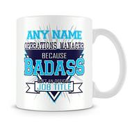 MUGGZ Operations Manager Mug - Badass Personalised Cup - Customise with Name - Blue