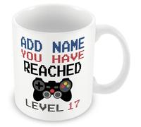 MUGGZ Personalised 17th Birthday Gamer Mug - Level 17 - Add Name