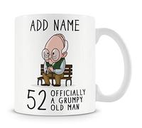MUGGZ Personalised 52nd Birthday Mug - Grumpy Old Man Design - Add Name