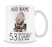 MUGGZ Personalised 53rd Birthday Mug - Grumpy Old Man Design - Add Name