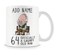 MUGGZ Personalised 64th Birthday Mug - Grumpy Old Man Design - Add Name