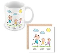 MUGGZ Personalised - Daddy Mug & Card with 2 Kids - Personalise with Names - Gift for Dads - Giftset - Made in The UK