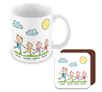 MUGGZ Personalised - Daddy Mug & Coaster with 3 Kids - Personalise with Names - Gift for Dads - Giftset - Made in The UK