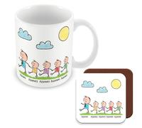 MUGGZ Personalised - Daddy Mug & Coaster with 4 Kids - Personalise with Names - Gift for Dads - Giftset - Made in The UK