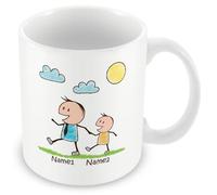 MUGGZ Personalised Daddy Mug with Kid - Custom Names - Cute Dad and Child Stick Figure Design Gift for Dads