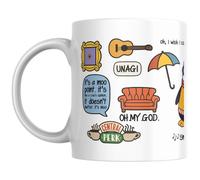 MUGGZ Personalised Friends Icons Mug, Funny TV Fan Gift, Wraparound Quote Cup, Optional Name, Black or Purple Mug, Coaster, Card