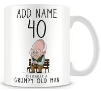 MUGGZ Personalised Grumpy Old Man Mug - Officially 40 - Funny 40th Birthday Gifts for Men - Grumpy Old Man Gifts - Add Name