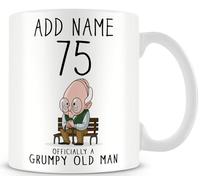 MUGGZ Personalised Grumpy Old Man Mug - Officially 75 - Funny 75th Birthday Gifts for Men - Grumpy Old Man Gifts - Add Name