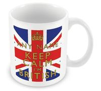 MUGGZ Personalised Keep Calm I’m British Union Jack Flag Mug | Funny UK Gift Custom Name | Ceramic Coffee Tea Cup | 11oz Dishwasher Microwave Safe