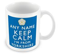 MUGGZ Personalised Keep Calm I’m from Yorkshire Flag Mug | Funny UK Gift Custom Name | Ceramic Coffee Tea Cup | 11oz Dishwasher Microwave Safe