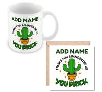 MUGGZ Personalised - Leaving Work Cactus Mug & Card Gift - Thanks for Abandoning Us - Giftset - Made in The UK - Custom Funny Coffee Mug - Unique Gift for Friends & Family