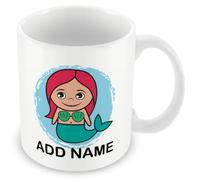 MUGGZ Personalised Mermaid Mug - Cute Cartoon Animal Coffee Cup with Custom Name - Colourful Vignette Design - Unique Gift for Mermaid Lovers, Kids & Adults - 11oz Ceramic