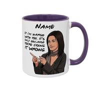 MUGGZ Personalised Monica Mug, “Harsh” Funny TV Fan Gift, Optional Name, Black, White or Purple Mug, Coaster, Card
