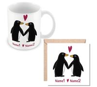MUGGZ - Personalised - Mug & Card - Penguins Together Forever - Penguin Couple in Love