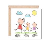 MUGGZ Personalised - Mummy Card with 2 Kids - Personalise with Names - Gift for Mums - Giftset - Made in The UK