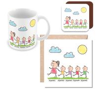 MUGGZ Personalised - Mummy Mug, Card & Coaster with 4 Kids - Personalise with Names - Gift for Mums - Giftset - Made in The UK