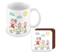 MUGGZ Personalised - Mummy Mug & Coaster with 2 Kids - Personalise with Names - Gift for Mums - Giftset - Made in The UK