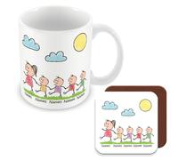 MUGGZ Personalised - Mummy Mug & Coaster with 4 Kids - Personalise with Names - Gift for Mums - Giftset - Made in The UK