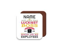 MUGGZ Personalised - Novelty Funny Gift for Boss - You are The Luckiest Boss in The World - Coaster - Giftset - Made in The UK - Custom Funny Coffee Mug - Unique Gift for Friends & Family