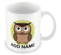 MUGGZ Personalised Owl Mug - Cute Cartoon Animal Coffee Cup with Custom Name - Colourful Vignette Design - Unique Gift for Owl Lovers, Kids & Adults - 11oz Ceramic