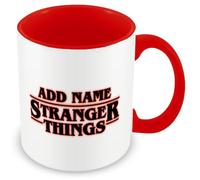 MUGGZ Personalised Strange Mug - Red Handle - Custom Name Logo - Novelty Fan Gift Cup