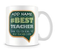 MUGGZ Personalised Teacher Mug Thank You Best Teacher Ever Custom Name Gift | Chalkboard Speech Bubble Design Ceramic Cup | Dishwasher Microwave Safe | Unique School Present