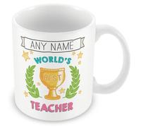 MUGGZ Personalised Teacher Mug Worlds Best Custom Name Ceramic Cup Gift | Dishwasher Microwave Safe Coffee Tea Mug | Printed Both Sides | Yorkshire UK Made Quality | Perfect Present for School Staff