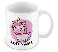 MUGGZ Personalised Unicorn Mug - Cute Cartoon Animal Coffee Cup with Custom Name - Colourful Vignette Design - Unique Gift for Unicorn Lovers, Kids & Adults - 11oz Ceramic