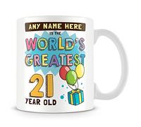 MUGGZ Personalised World's Greatest 21 Year Old Mug - Birthday Gift Idea