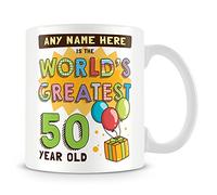 MUGGZ Personalised World's Greatest 50 Year Old Mug - Birthday Gift Idea