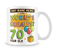 MUGGZ Personalised World's Greatest 70 Year Old Mug - Birthday Gift Idea