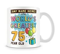 MUGGZ Personalised World's Greatest 75 Year Old Mug - Birthday Gift Idea