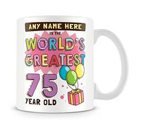 MUGGZ Personalised World's Greatest 75 Year Old Mug - Birthday Gift Idea